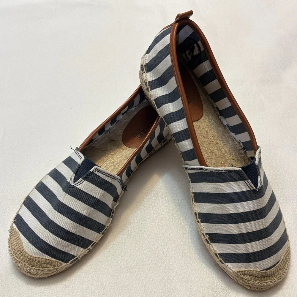 Michael Kors Navy and White Striped Women’s Espadrilles Size 8
